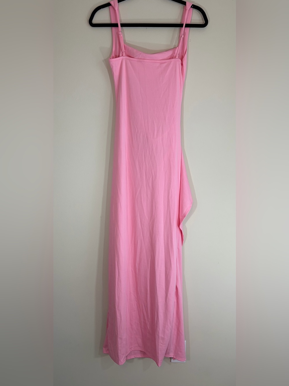 Bubblegum Pink Maxi Dress Side Slit Ruched Prom Dress NWT Small - Picture 3 of 8